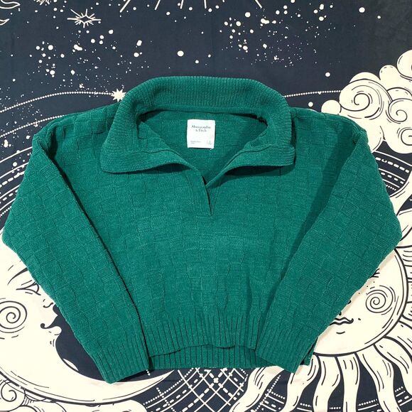 Abercrombie & Fitch Sweaters - Abercrombie & Fitch Sweater Women's S Green Knitted Cropped Preppy Cottage